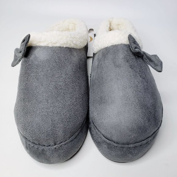 NWT Kooba Grey Bow Front Furry Ankle Memory Foam Slippers M - Picture 2 of 8
